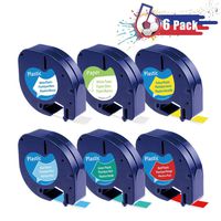 Compatible DYMO Letratag Refills Plastic Label Tape 1/2 Inch x 13 Feet, for Dymo LetraTag Label Maker LT-100H LT-100T QX50, Combo Set 91330 91331 91332 91333 91334 91335, 6-Pack