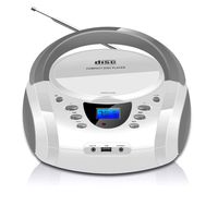 LONPOO CD Player Portable Boombox with FM Radio/USB/Bluetooth/AUX Input and Earphone Jack Output, Stereo Sound Speaker & Audio Player,White