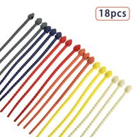 18 Pack Silicone Cable Ties Colored Cable Management Large Wire Ties Assorted Smart Ties Cord Wrap Organizer Rubber Twist Ties Reusable Zip Ties for HDMI Cords Earphone Food Bag Saver, 7 Inch