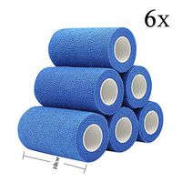4 inch x 6 Pack Vet Wrap Adhesive Bandages - 5 Yards Self Adherent Cohesive Wrap Bandages Self Adhesive Non Woven Bandage Sports Medical Wrap Athletic Wrap for Ankle, Wrist, Sprains Blue