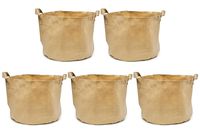 247Garden 5-Pack 1 Gallon Grow Bags/Aeration Fabric Pots w/Handles (Tan w/Black Base)