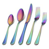 Rainbow Silverware Set,SHARECOOK 20-Piece Stainless Steel Flatware Set with Round Edge,Kitchen Utensil Set Service for 4,Dishwasher Safe (Multicolor)