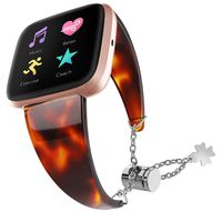 Shangpule Bands Compatible for Fitbit Versa/Versa 2/Versa Lite/SE, Resin Bracelet Strap Replacement Wristband Versa Smart Fitness Watch Women Men (Red Amber)