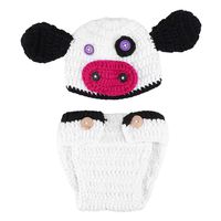 FENICAL Newborn Baby Photography Prop Girl Boy Crochet Knit Hat Cow Costume Outfits Set for Baby Newborn Infant