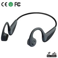 Bone Conduction Headphones Bluetooth 5.0 Open-Ear Wireless Sports Headsets w/Mic for Jogging Running Driving Cycling, Lightweight-1.2 oz (Grey)