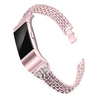 Mtozon Bands Compatible with Fitbit Charge 2, Metal Bling Wristbands for Women Replacement Dressy Bracelet/Bangle for Ladies, Rose Pink