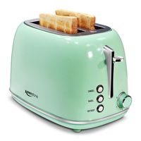 Keenstone 2 Slice Toaster Retro Stainless Steel Toaster, Green