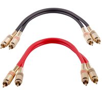 Seismic Audio - SAPRCA1-2 Pack of Premium 1 Foot Dual RCA Male to Dual RCA Male Audio Patch Cables - Black and Red - 2-RCA to 2-RCA Audio Cord