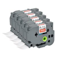 Compatible P Touch Label Maker Tape 5Pack TZ455 TZe 455 White on Red TZ TZe Cartridge Label Orison Self Adhesive Cassette Refills 0.94 Inch x 26.2Feet(24mm x8m)