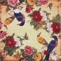 ALINK Paper Napkins Vintage Floral Pattern, Alink Printting Peony Birds Decorative Decoupage Dinner Tea Party Shower Serviettes, 20 Count