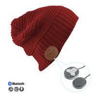 VZ SPORT MATE Bluetooth Hat Beanie Wireless Headphone Cap Rechargeable Bluetooth V5.0 Knit Beanie for Sports Wireless Musical Headset Bluetooth Cap Hands-Free_Red