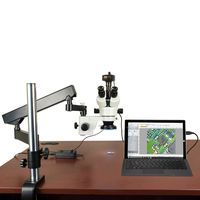 OMAX 3.5X-90X 14MP Digital Zoom Stereo Microscope on Articulating Arm Boom Stand with 144 LED Ring Light