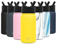 Simple Modern 14 oz Summit Water Bottle with Straw Lid - Hydro Vacuum Insulated Tumbler Flask Double Wall Liter - 18/8 Stainless Steel -Sunshine