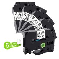 5X Ptouch TZe-231 Label Tape 12mm 0.47 Laminated White Tape, Replace Brother P-Touch 12mm x 8m Black on White TZe231, TZ TZe 231 Cassette for PT-D210 PT-H100 PT-D400AD PT-P700 PT-D600 Label Makers