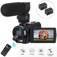 Video Camera Camcorder,Digital Camera Recorder with Microphone 1080P 30FPS 24MP 3" LCD 270 Degrees Rotatable Screen 16X Digital Zoom YouTube Vlogging Camera with Remote Control,2 Batteries