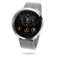 MyKronoz ZeRound2 HR Elite Smartwatch with Heart Rate Monitoring and Smart Notifications, Swiss Design, iOS and Android - Shiny Silver/Milanese Silver Band