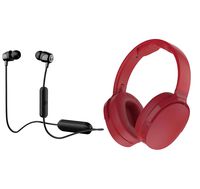 Skullcandy HESH 3 Noise Canceling Over-Ear Wireless Bluetooth Headphone Bundle with Skullcandy Jib Bluetooth Wireless in Ear Earbuds - Red, Black
