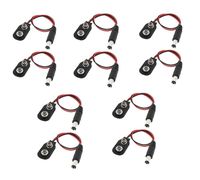 AKOAK 10 Pcs I Type 2.1 x 5.5 mm Male DC Power Plug For 9V Battery Button Connector Battery Holder