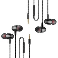 2-Pack Earbuds in-Ear Sound Isolating Headphones Headset Ear Buds with Mic & Volume, Black
