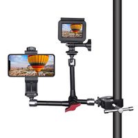 Double-Head DSLR Camera Magic Arm Articulating Israeli Friction Arm Video Rig Camera Clamp Mount Holder Compatible for Sony Canon Nikon GoPro Action Camera+ Smartphone+LED/Flash Light/LCD Monitor