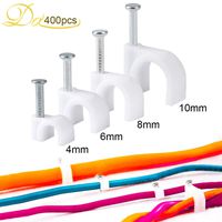 Dayree 400pcs Round Cable Wire Clips Plastic Cable Wire Clips Assortment 4mm 6mm 8mm 10mm for Ethernet Cable RG6 RG59 CAT5 CAT6 RJ45 TV Wire Cable Staples