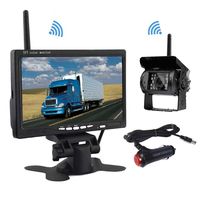 Camecho Wireless Backup Camera + 7" HD TFT LCD Monitor Waterproof Night Vision Wireless Rear View Parking System + Car Charger for RV Trailer Truck Camper Bus 12V-24V