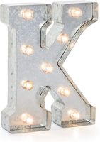 Darice Silver Metal Marquee Letter - K-9.87" Tall, Galvanized Finish