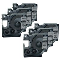 QPMY 6 Pack Compatible for DYMO 1734524 Rhino Industrial IND Flexible Nylon Black on White Label Tape 24mm 1"
