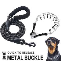 Dog Prong Collar, Professional Dog Pinch Training Collar Adjustable Size with Quick Release Buckle Stainless Steel Choke Pinch Dog Collar with Comfort Tips Heavy Duty Leash