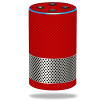MightySkins Skin Compatible with Amazon Echo (2ND Gen) - Red Carbon Fiber | Protective, Durable, and Unique Vinyl Decal Wrap Cover | Easy to Apply, Remove, and Change Styles | Made in The USA
