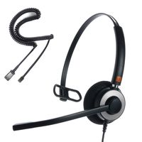 IPD IPH-160 Professional Monaural Noise Cancelling, Corded landline Phone Headset for Call Center/Office with U10P Cable Works with Avaya/Lucent, Nortel,Polycom,Samsung,Mitel and Most IP Phones