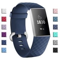 adepoy Compatible with Fitbit Charge 3 Bands for Women Men Large Small, Adjustable Replacement Wristbands for Fitbit Charge 3 and Fitbit Charge 3 SE, Navy, Small