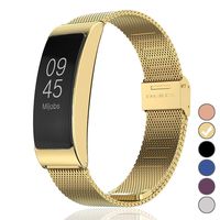 MIJOBS Compatible with Fitbit Inspire HR Bands/Fitbit Inspire Band, Stainless Steel Metal Strap Replacement Wristbands Water Resistant Bracelet Accessories for Women Men (Gold)