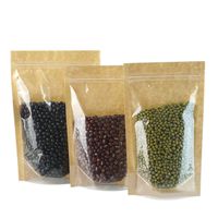 100 PCS Kraft Back Zip Lock Stand Up Pouch Bags- FDA Compliant, 2 OZ to 1.5 LB-1 LB