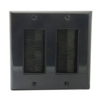 YinXiong 2 Gong Brush Wall Plate - Dual Gang Face Plate With Brush Bristles - Black (2 Gang (1 Pack), Black)