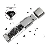 D-CLICK TM Bling Bling Jewelry Crystal USB 3.0 Super Speed Flash Drive for Girls (64GB, Black)