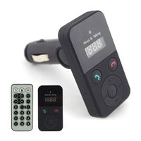 PUPUG Black car mp3 Player FM Transmitter with Microphone Hands Free Car Kit MP3 Player with USB for iPhone, iPad, Samsung Galaxy +Free Remote