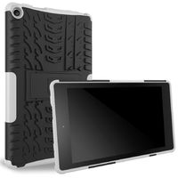 Case for All-New Amazon Kindle Fire HD 8'' (6th Gen 2016) - Ikevan Rubber Shockproof Hybrid Hard Case Cover Stand Holder Protection Cover Shell (White)