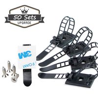 50pcs Adjustable Adhesive Cable Tie Mount, Black. Perfect For Fixing Base Small Nylon Wire Straps Management With Screw