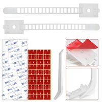 LynkNova Adjustable Cable Tie Clips, Self Adhesive Nylon Wire Clamps White Zip Fixings Clips 50 PACK