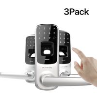 3 Pack Ultraloq UL3 Fingerprint and Touchscreen Keyless Smart Lever Door Lock (Satin Nickel)