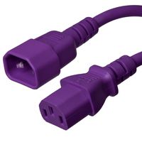 C14 to C13 Power Cord - 1 Foot, 10A/250V, 18/3 AWG, IE 60320 - Iron Box Part # IBX-4902-02 (1 ft, Aqua) (2 ft, Purple)