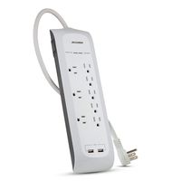 Maximm 8-Outlet Power Strip Surge Protector 4000J, 5+3 Wide Adapter Spaced Outlets + 2 Smart USB Charging Ports 4.2A, 10 ft. Extra Long Extension Cord w/Right Angle Flat Plug, ETL Certified