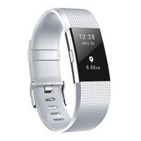 Keasy Replacement Bands Compatible with Fitbit Charge 2, Soft Adjustable Sport Wristbands (Cyan, Small) (Large(6.7"-8.1"), Silver)