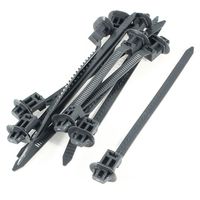 Uxcell Nylon Oval Design Push Mount Cable Tie, 165mmx6.4mm, 10 Pcs, Deep Gray