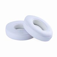 Justfitgear Replacement Protein Leather Ear Pads for Dr. Dre Beats Solo 2.0 3.0 Wired Headphone Headset Earphone (White)