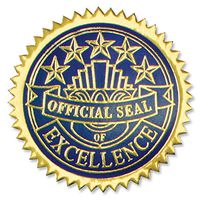Embossed Excellence Foil Certificate Seals, 102 Pack (Gold and Blue)