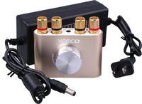 Mini Bluetooth Power Amplifier, Yeeco Wireless Audio Receiver BT 3.0/4.0/4.1 Hi-Fi Digital Amp 2 Channel 50W+50W with AUX/USB/Bluetooth Input (Amplifier+ Power Supply Adapter, Golden)