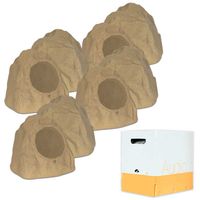 Theater Solutions 8R8S Outdoor Sandstone 8" Rock 8 Speaker Set with Wire for Yard Pool Spa Patio Garden