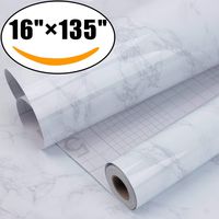 AROIC Marble Self Adhesive Paper 16" x 135"-Granite Gray/White Roll Kitchen countertop Cabinet Furniture is renovated Thick Waterproof PVC